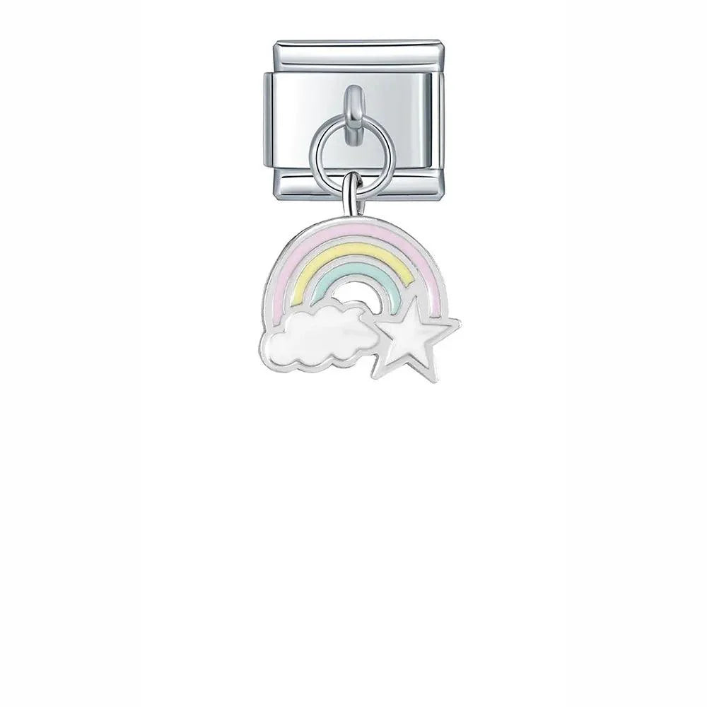 Rainbow with Cloud and Star, on Silver