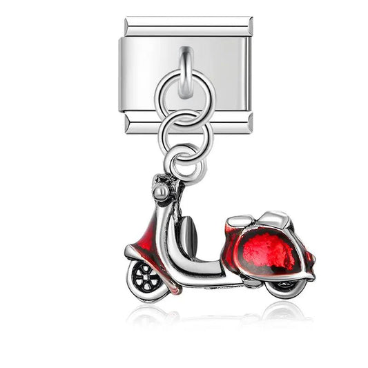 Red Scooter, on Silver