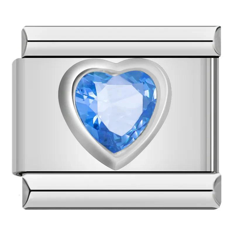 Silver Heart with Blue Stone, on Silver