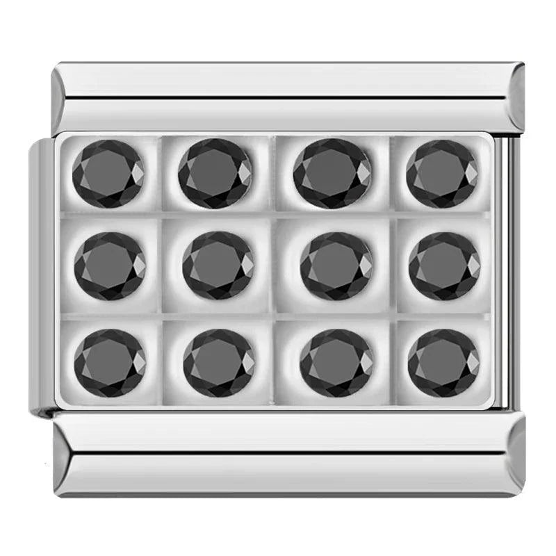 Silver Plate with Black Stones