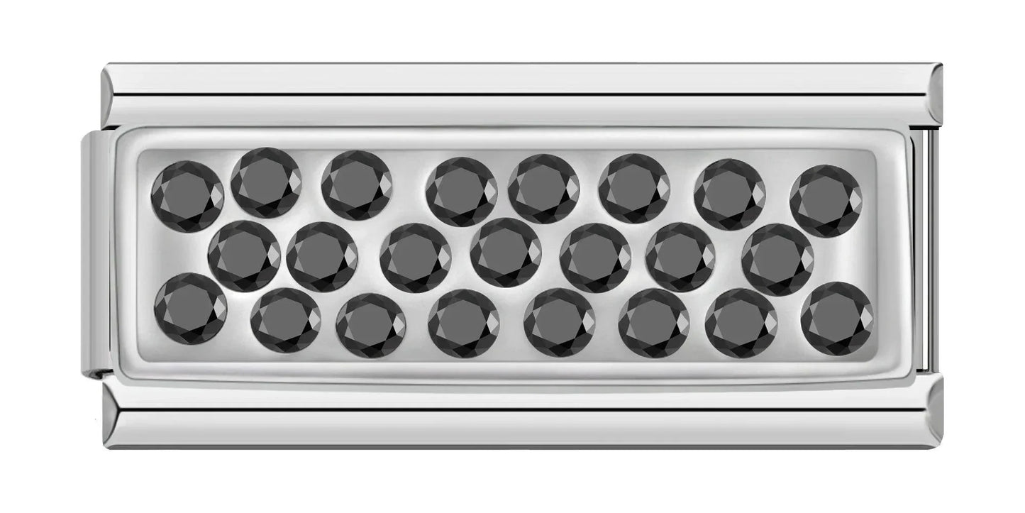 Silver Plate with Black Stones, Double, on Silver