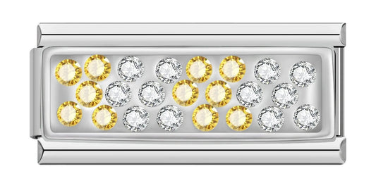 Silver Plate with Yellow & White Stones, Double, on Silver