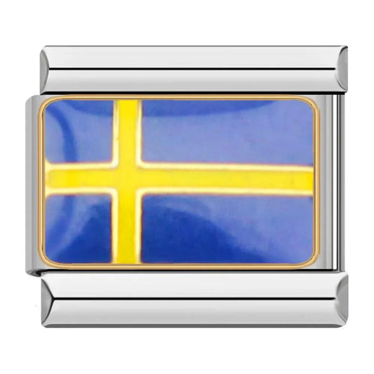 Sweden Flag, on Silver