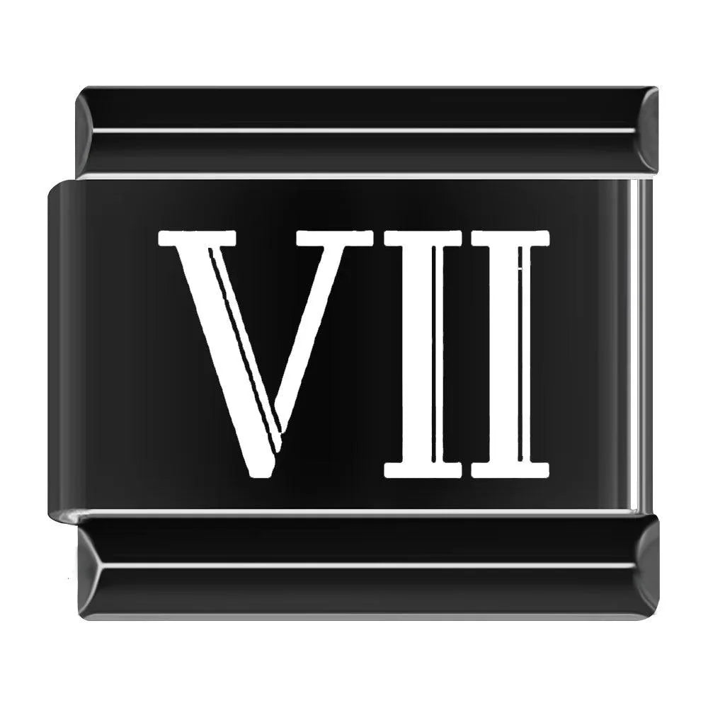 VII, Roman Numeral, on Black