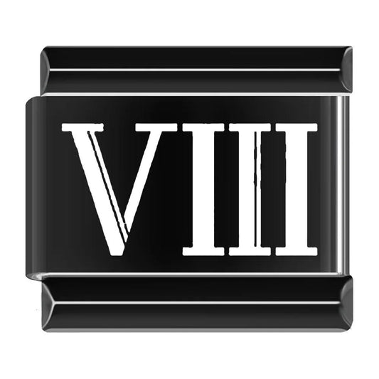 VIII, Roman Numeral, on Black