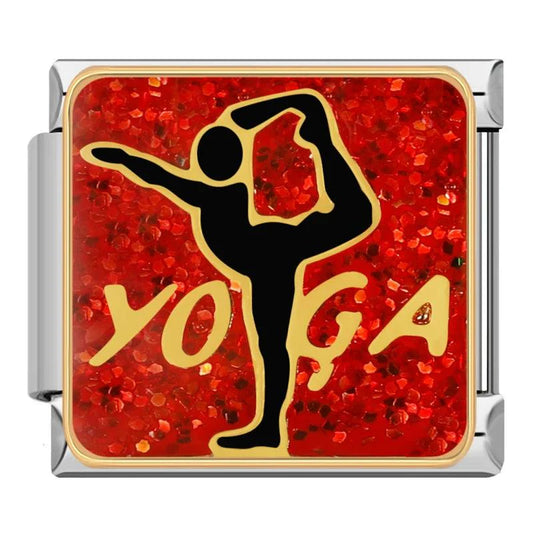 Yoga on a Red Plate, on Silver